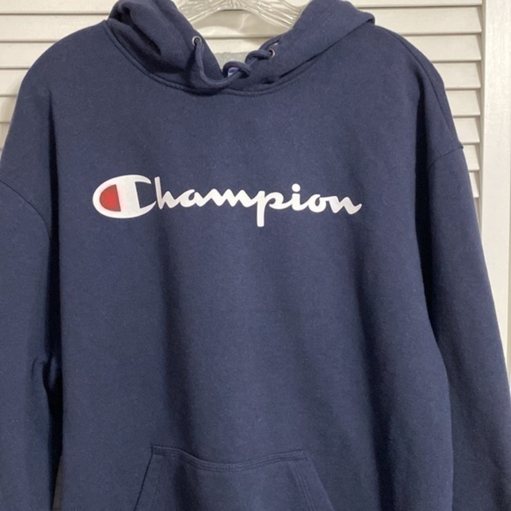 Champion hoodie navy with gray lined hood! - Picture 2 of 6